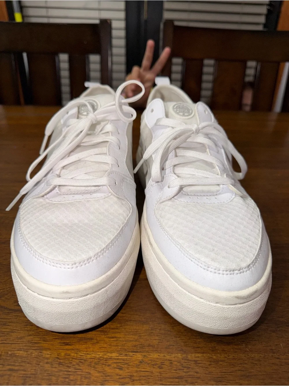 Nike Court Vision Alta White Platform Sneakers with Metallic Silver Swoosh